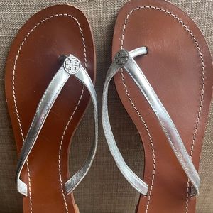 Tory Burch silver sandal/flip flop size 10